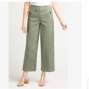 SPANX Stretch Twill Cropped Wide-Leg Pants Medium Olive